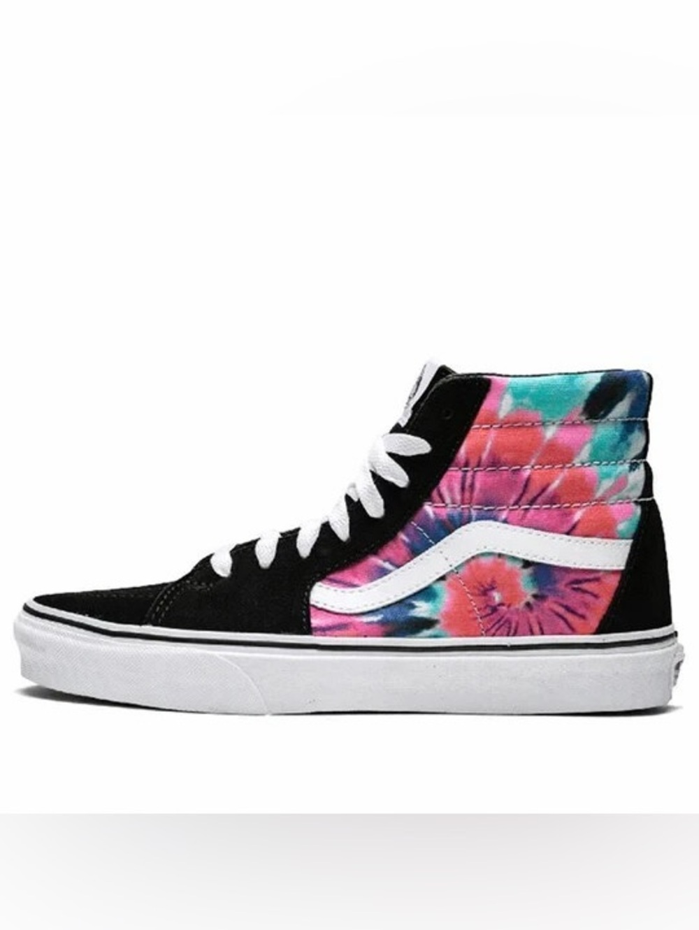 Vans High Top Sneakers Black White Pink Teal Tie-Dye